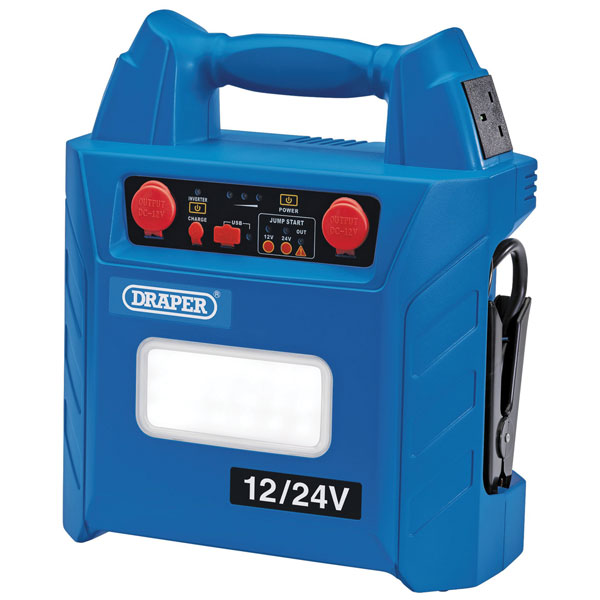 Draper 70554 12/24V Jump Starter with AC/DC Inverter 1500/3000 Pea...