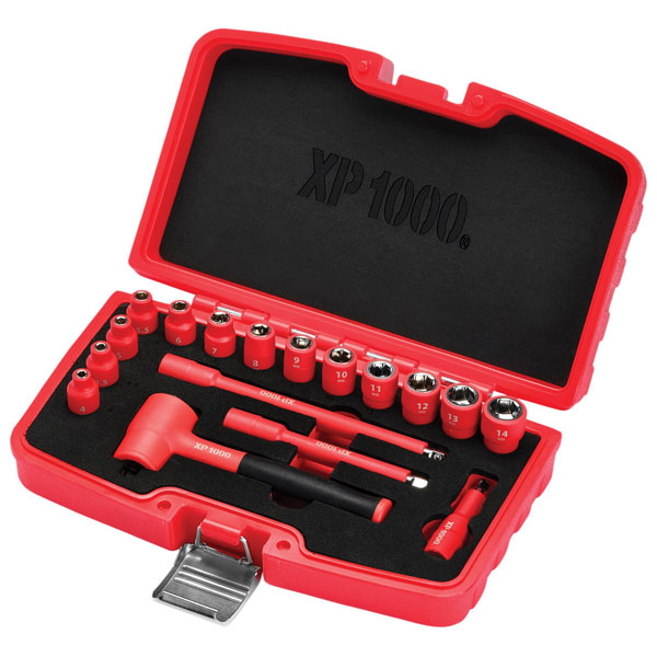 Draper 18115 XP1000® VDE Metric Socket Set, 1/4" Sq. Dr. (17 Piece)