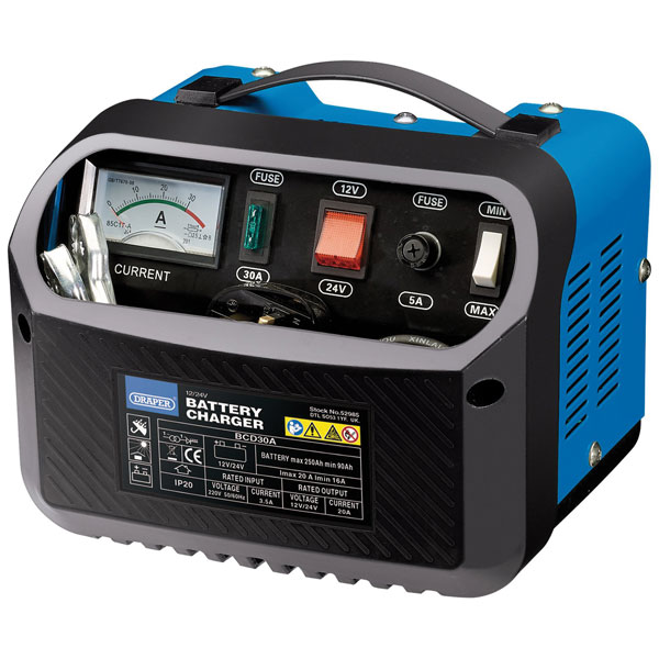 Draper 53007 12/24V Battery Charger, 25 - 30A - 53007