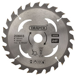 TCT Circular Saw Blade for Wood, 165 x 20mm, 24T