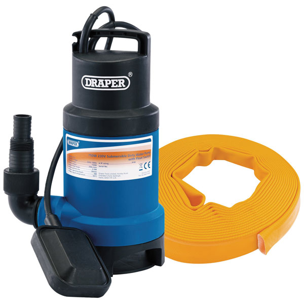 Draper 61814 Sub Dirty W/Pump Kit-Layflat Hose & Adapter 200L/Min,...