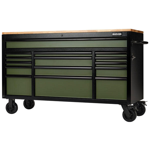 Draper 10747 BUNKER® 15 Drawer Workbench Roller Tool Cabinet, 61",...