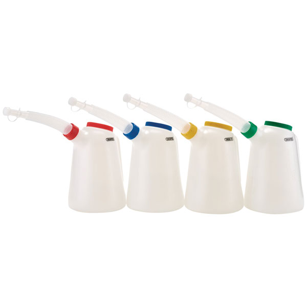 Draper 09181 Coloured Caps Plastic Jug Set, 5L (4 Piece) - 09181