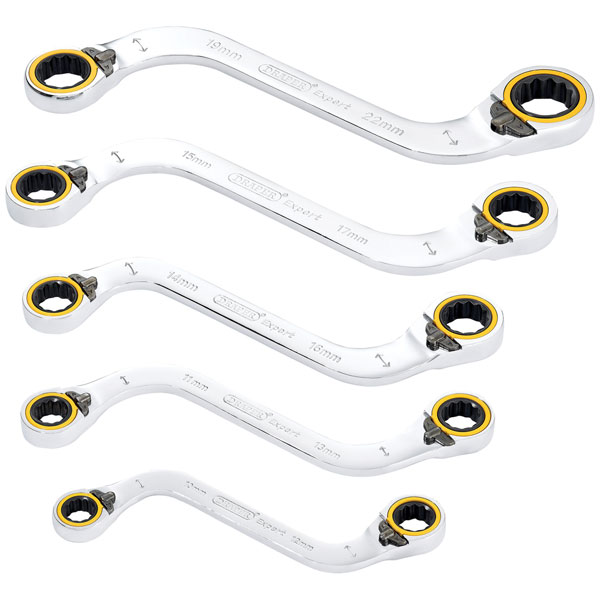 Draper Expert 03947 HI-TORQ® 2-Ring R. S-Shape Spanner Set 5 Pc