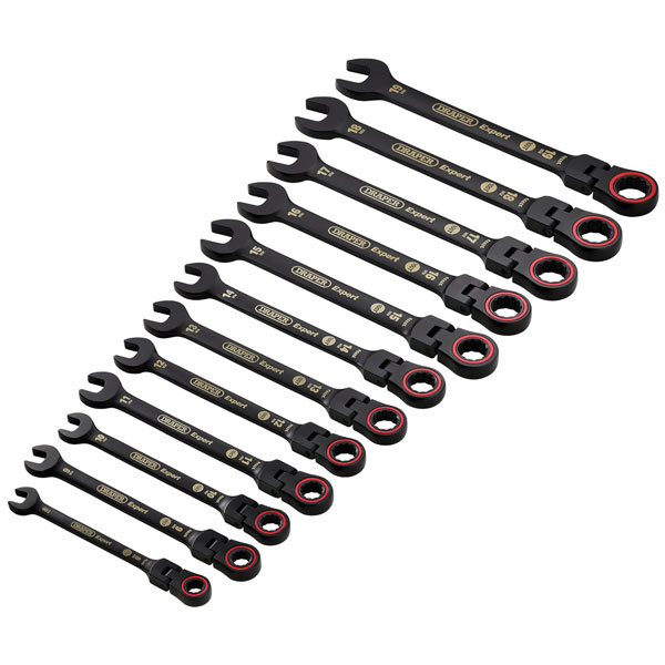 Draper Expert 03929 HI-TORQ® M Flex H Rtch Spanner Set Black 12 Pc