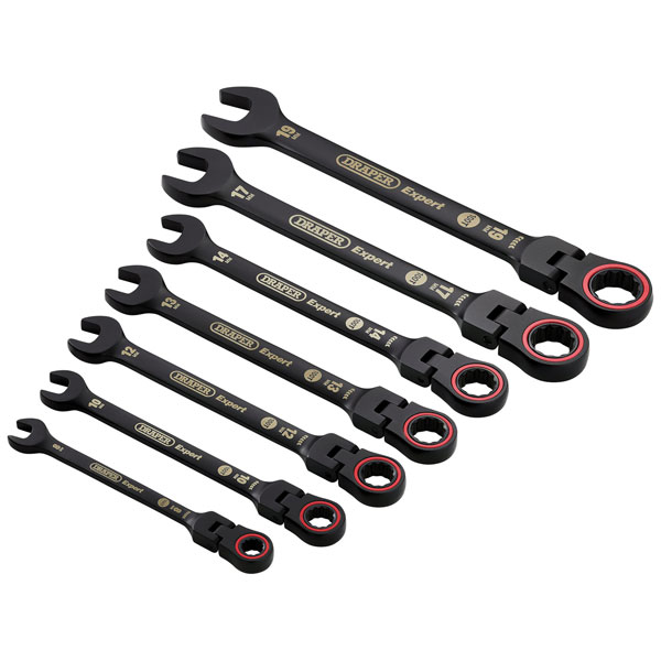B&Q - Expert Hi-Torq Metric Flexible Head Ratchet Combination Spanner Set (7 Piece) - Image 6