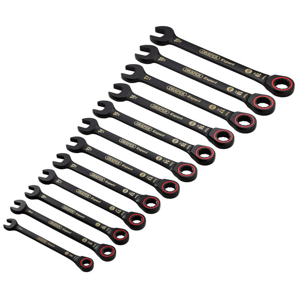 B&Q - Expert Hi-Torq Metric Ratchet Combination Spanner SetBlack (12 Piece) - Image 8