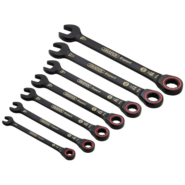 Draper Expert Black Hi-Torq® Metric Ratchet Combination Spanner Set (7 Piece) Set 7 03895 - Image 6