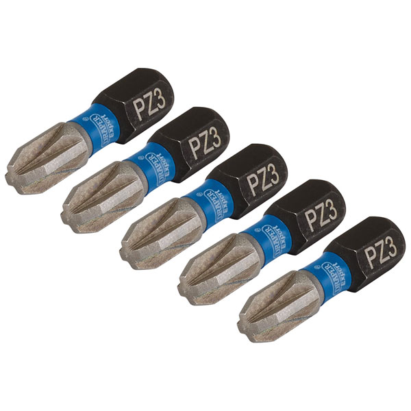 Draper Expert 04975 PZ-Type Impact S/Driver Bits No3x25mm 1/4" Hex 5Pc