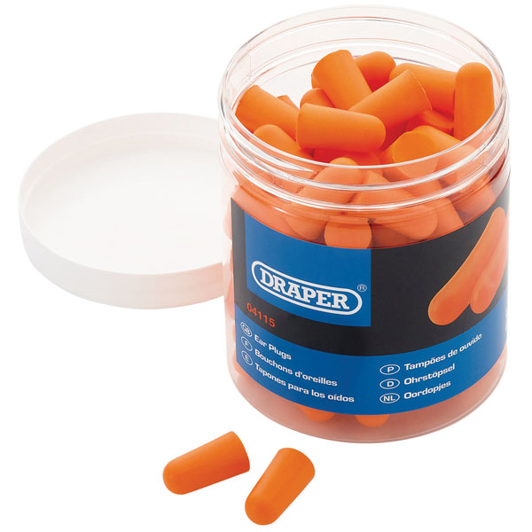 Draper 04115 PU Foam Disposable Ear Plugs (Jar of 50 Pairs) - 04115