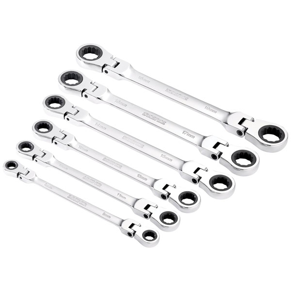 Click to view product details and reviews for Draper 27762 Hi Torq® Flexi Head Double Ring Ratchet Spanner Set 6 Pc.