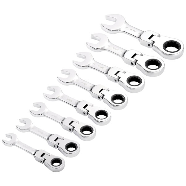 Draper 27982 HI-TORQ® Metric Stubby Flexi Head Ratchet Spanner Set...
