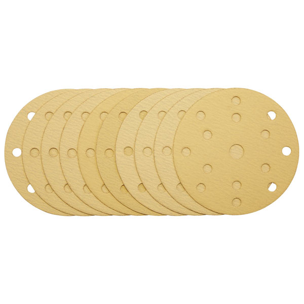 Draper 08480 Gold Sanding Discs-Hk&Loop 150mm 120-400G, 15 Dust Ex...