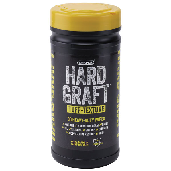 Draper 12436 Hard Graft Multipurpose Tuff-Texture Wipes (Tub of 80)