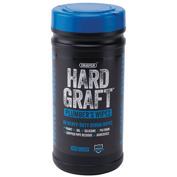 Draper 12438 Hard Graft Plumbers Wipes (Tub of 80) - 12438
