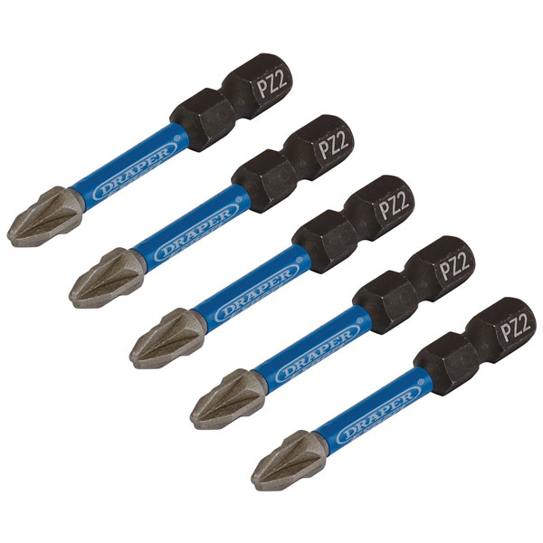 Draper Expert 05647 PZ-Type Impact S/Driver Bits No2x50mm 1/4" Hex 5Pc