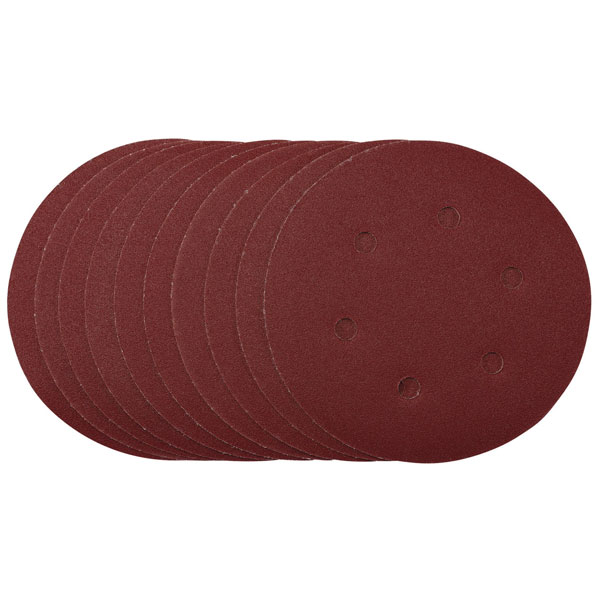 Draper 54887 Sanding Discs, 150mm, Hook & Loop, 40 Grit, (Pack of 10)