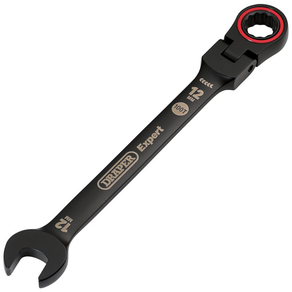 Draper Expert 03918 HI-TORQ® Flexi Head Ratchet Spanner 12mm Black