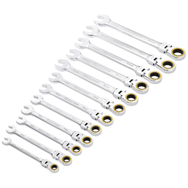 Draper Expert HI-TORQ® Metric Flexible Head Ratchet Combination Spanner Set (12 Piece) - Image 7