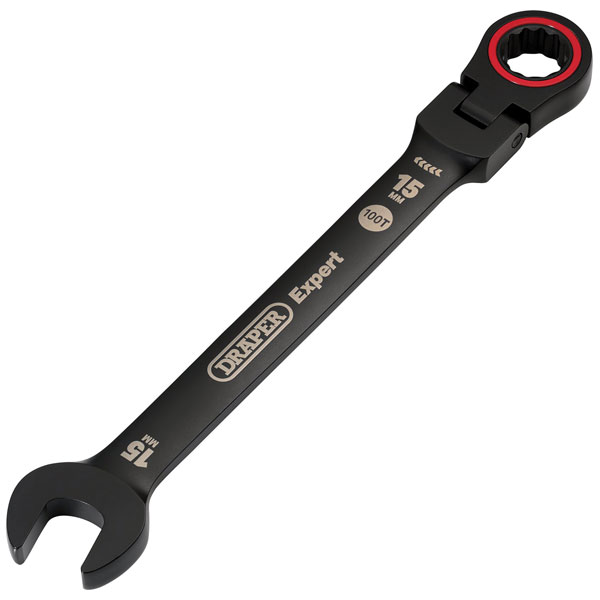Draper Expert Hi-Torq Flexible Head Ratchet Combination Spanner 15mm - Image 6