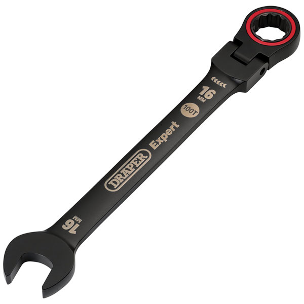 Draper Expert 03923 HI-TORQ® Flexi Head Ratchet Spanner 16mm Black - Image 6