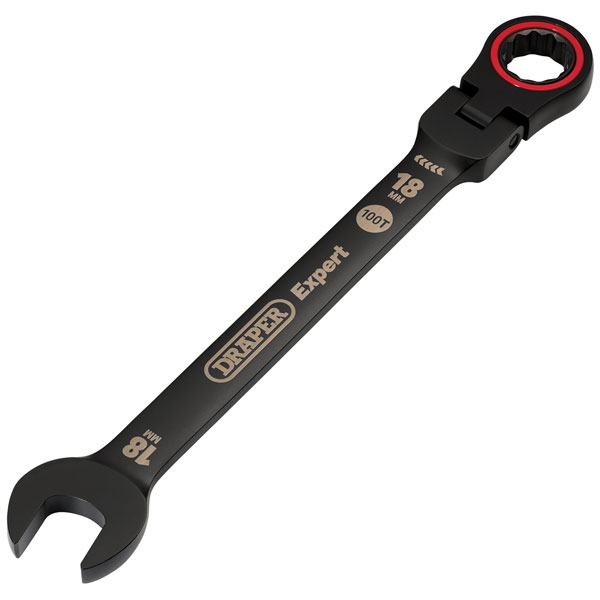Draper Expert 03925 HI-TORQ® Flexi Head Ratchet Spanner 18mm Black