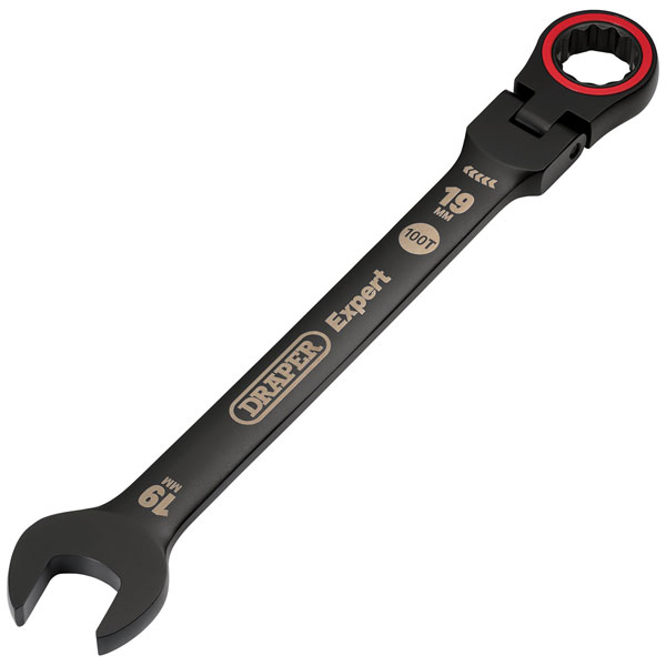 Draper Expert 03926 HI-TORQ® Flexi Head Ratchet Spanner 19mm Black