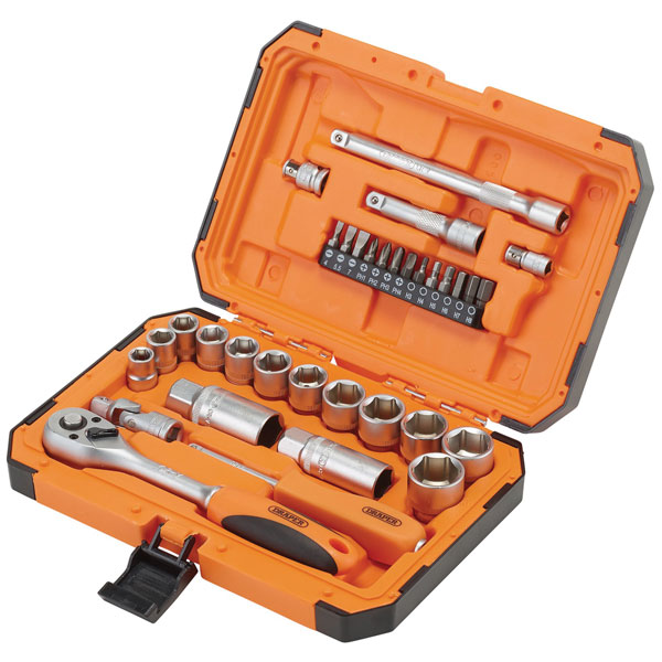 Draper 22110 HI-TORQ® 6 Point Socket Set, 1/4" and 3/8" (34 Piece)