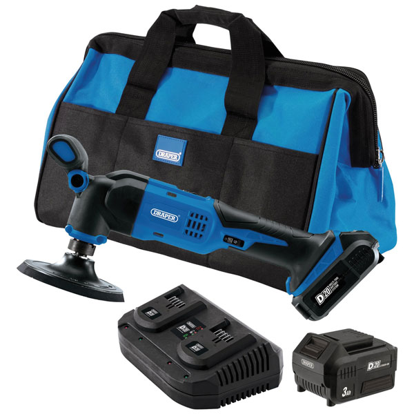 Draper 99735 D20 20V Dual Act Polisher Kit 125mm 2x3.0Ah Batt 1 x ...