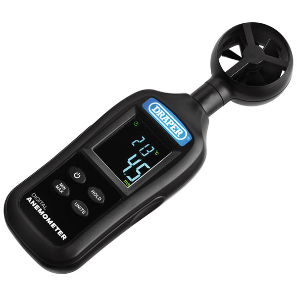 Draper 12445 Handheld Digital Anemometer-WindSpeed&Temp Meter 0.4-...