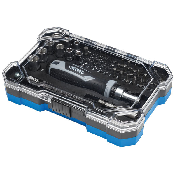 Draper 13442 Soft Grip Ratchet Screwdriver and Bit Set (55 Piece)