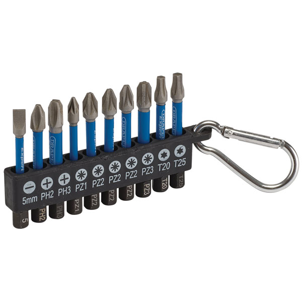 Draper Expert 04933 Impact S/Driver Bit Set 50mm 1/4" Hex (10 Pcs)
