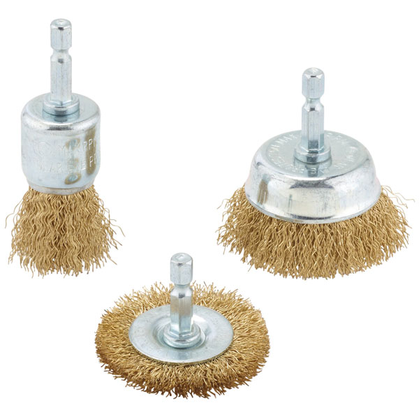 Draper 07435 Brassed Steel Crimped Wire Brush Set (3 Piece) - 07345