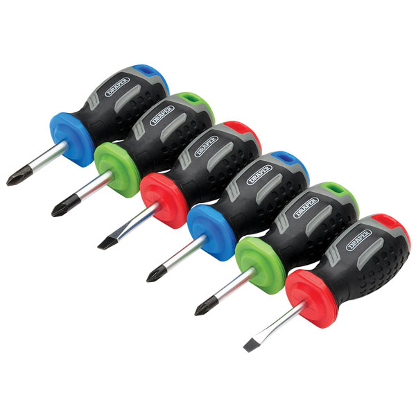 Draper 13432 Stubby Soft Grip Screwdriver Set (6 Piece)