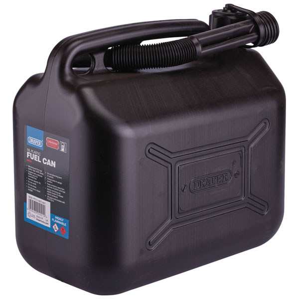 Draper 09055 HDPE Plastic Fuel Can, 10L, Green - 09055