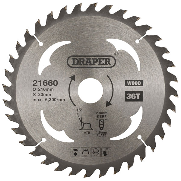 Draper 26258 TCT Construction Circular Saw Blade, 216 x 30mm, 40T
