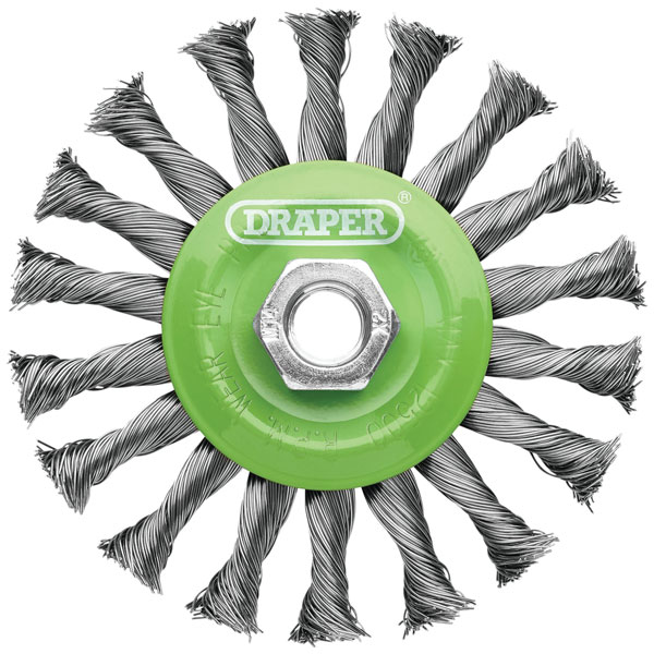 Draper 08061 Stainless-Steel Twist-Knot Flat Wire Wheel Brush, 115...