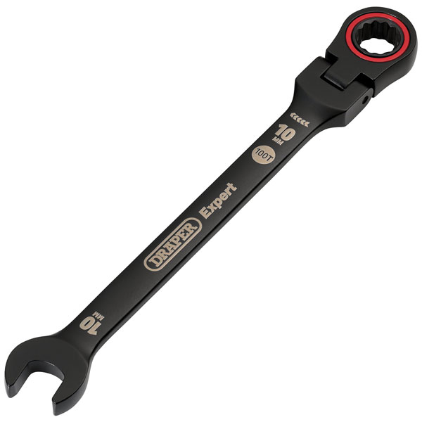 Draper Expert 03916 HI-TORQ® Flexi Head Ratchet Spanner 10mm Black