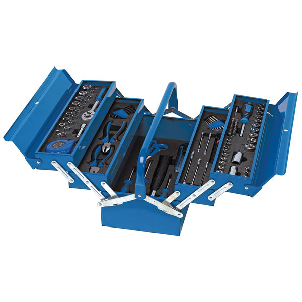 Draper 48091 Tool Kit in Steel Cantilever Toolbox (126 Piece)