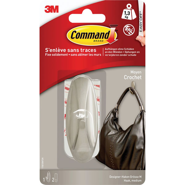 3M 17081BNFGN Command™ Medium Designer Hook In Metal Look 79x29x29...