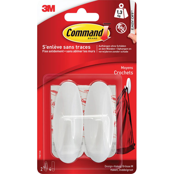 3M 17081FGN Command™ Medium Designer hook 79 x 29 x 29 mm White 2 pc