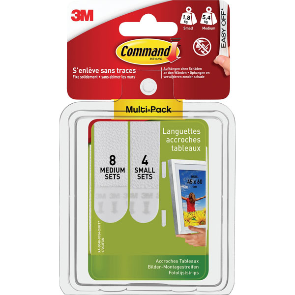 3M 17203 Command™ Image-Mounting Strips S and M, Advantage pack Wh...