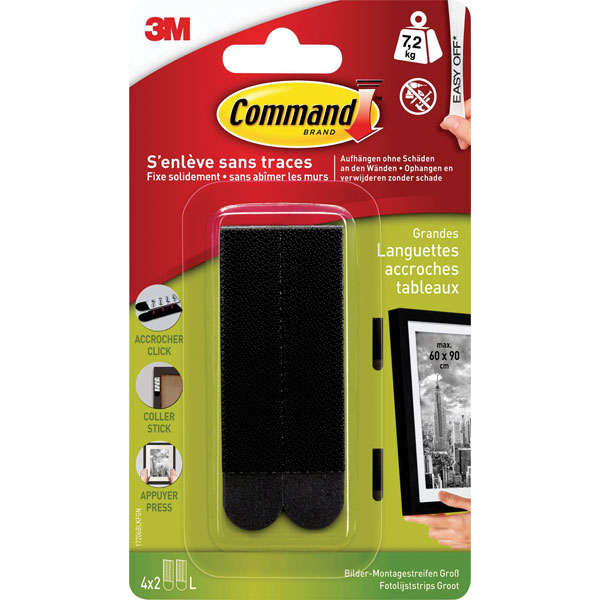 3M 17206BLKFGN Command™ Pictures-Mounting Strips Black 4 Pair