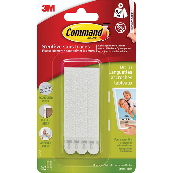 3M 17207FGN Command™ Pictures-Mounting Strips White 4 Pair