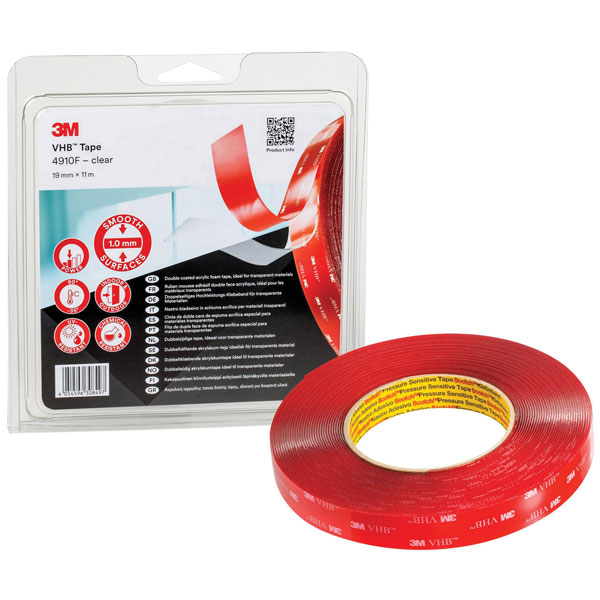 3M 4910F193 VHB™ Tape 4910F, Transparent, 19 mm x 3 m, 1.0 mm