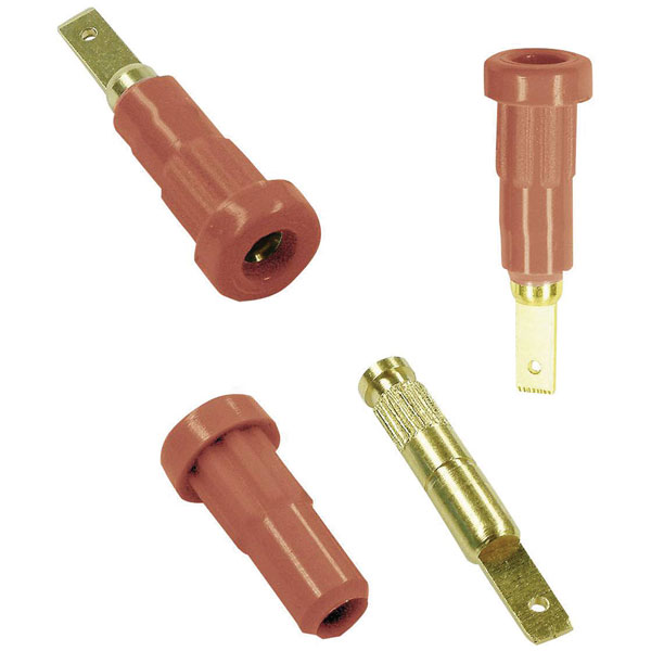 Stäubli 231011-22 EB2 jack socket 2 mm red vertical insulated bras...