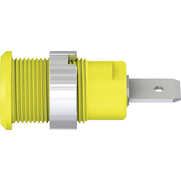 Stäubli 497046-20 SLB4-F63/N-X socket gr/yel 4mm brass insulated