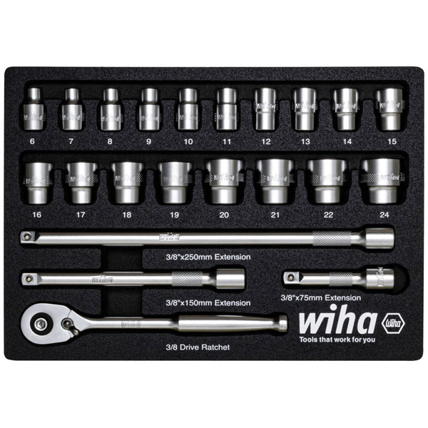 Wiha 44708 Ratchet Wrench Set 1/4" 16pc