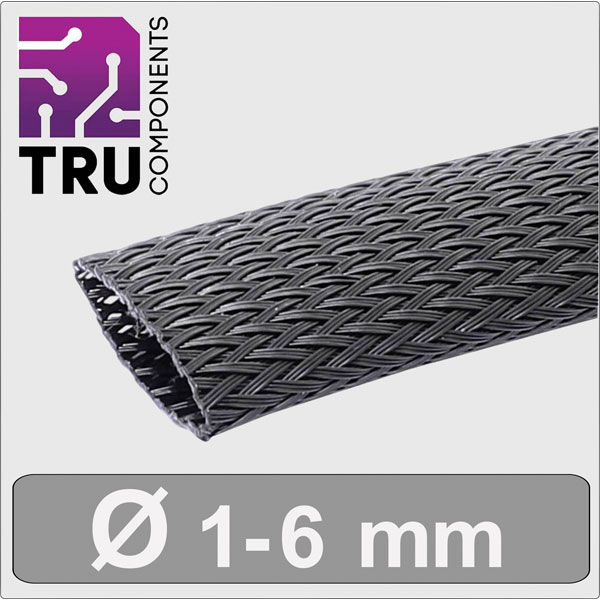 TruComponents 30642 Braided hose Blk Polyester 5 up to 16mm /m