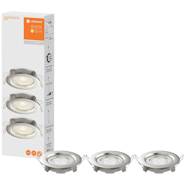 LEDVANCE 4058075617780 LED Spot Set Recess Simple Dim 3X4.9W 2700K...
